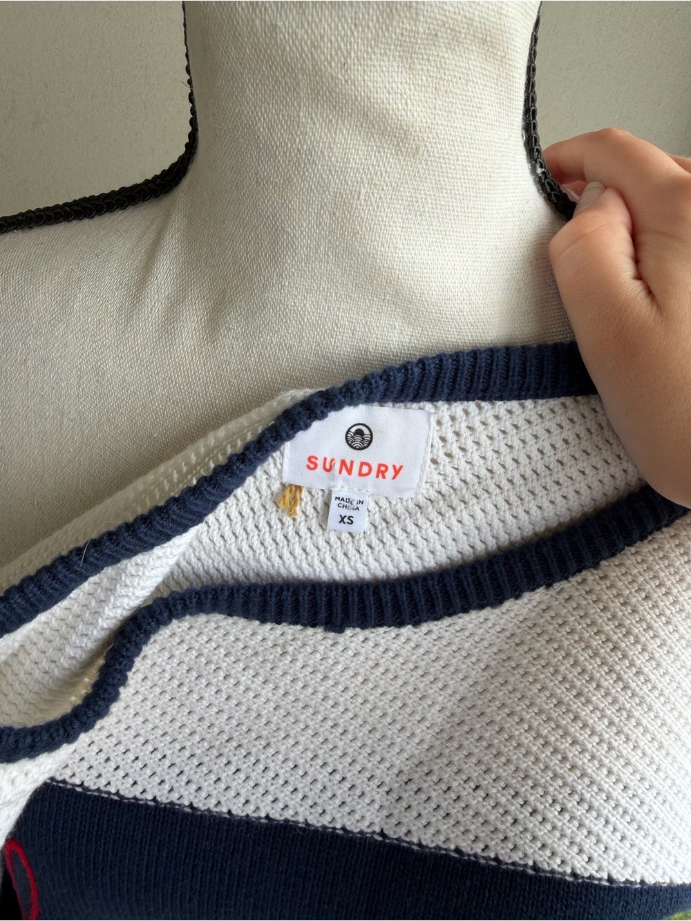 Sundry La Mer Striped Sweater Nautical Cotton Blend - Picture 7 of 7